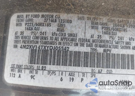 2000 Mercury Villager Estate from USA, damaged, VIN 4M2XV14TXYDJ05542